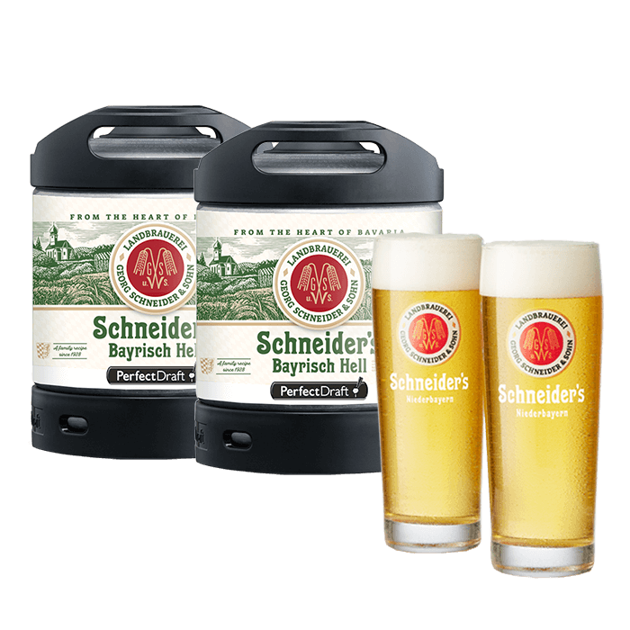 Schneider's Bayrisch Hell Keg Pack (2 Kegs + 2 Glasses)