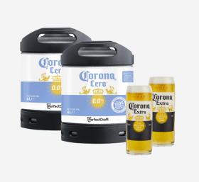 Short Date Corona Cero 0.0% Keg Pack (2 Kegs + 2 FREE Glasses) BBE March 24
