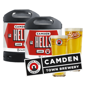 Camden Hells Keg Pack (2 Kegs + 2 FREE Glasses + Bar Runner)