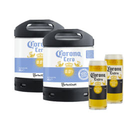 Short Date Corona Cero 0.0% Keg Pack (2 Kegs + 2 FREE Glasses) BBE March 24