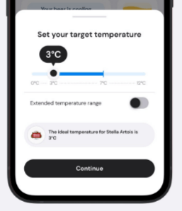 ¿Cómo puedo ajustar la temperatura de una fuente de cerveza PerfectDraft Pro?