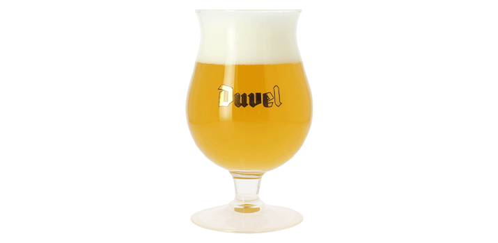 Duvel beer glass and bottle