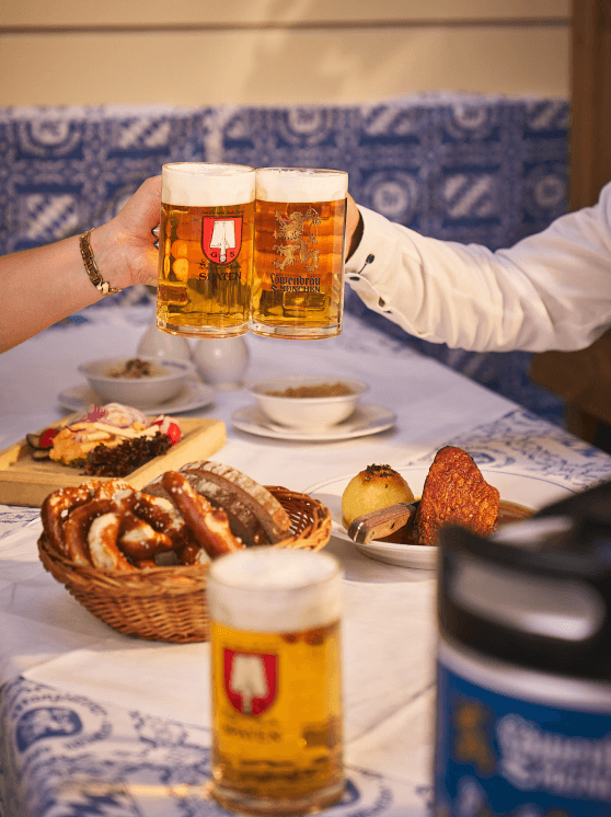 Oktoberfest beers and pretzels at home
